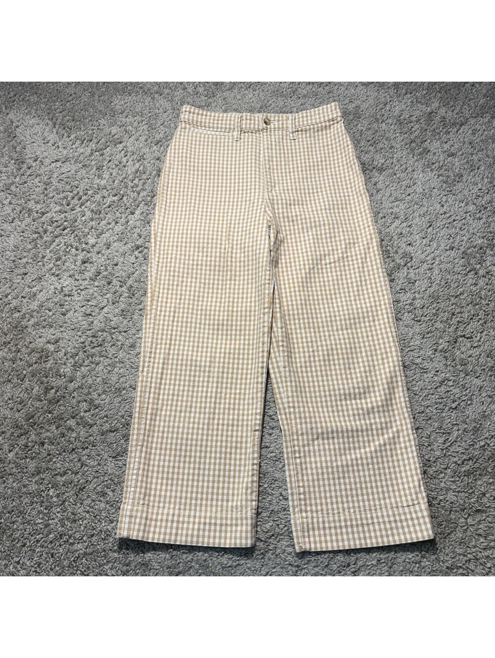 Madewell Slim Emmett Wide-Leg Crop Jeans in Gingham Check Capri Size 28